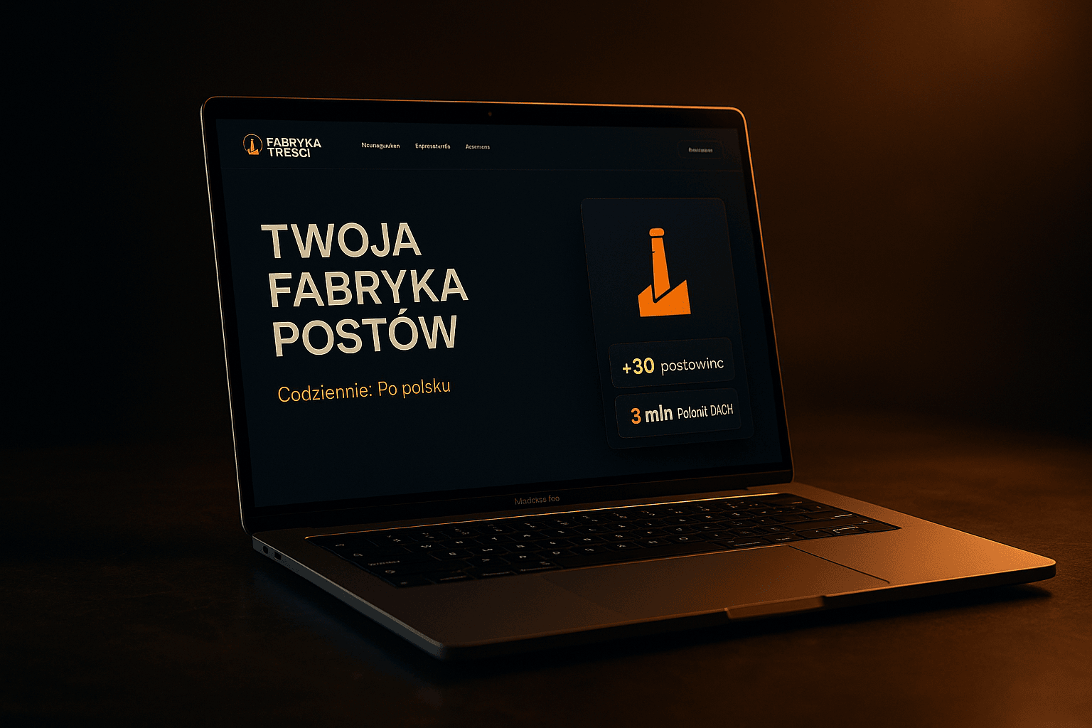 Panel klienta Fabryki Treści — laptop mockup